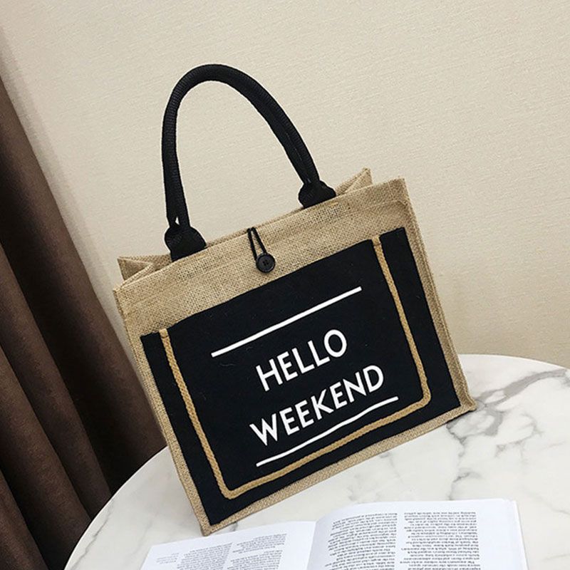 Hello Weekend Tote Bag (Black)