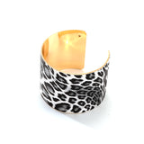 Leopard Pattern C Shape Bangle Gold Tone