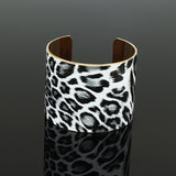 Leopard Pattern C Shape Bangle Gold Tone