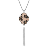 Leopard Pattern Tassel Pendant Necklace - Gold or Silver