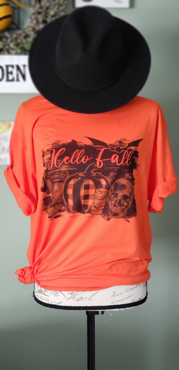 Hello Fall Orange Graphic T-Shirt
