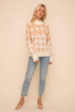 Houndstooth Mixed Bubble Sleeve Sweater