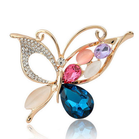 Colorful Opal Butterfly Brooch